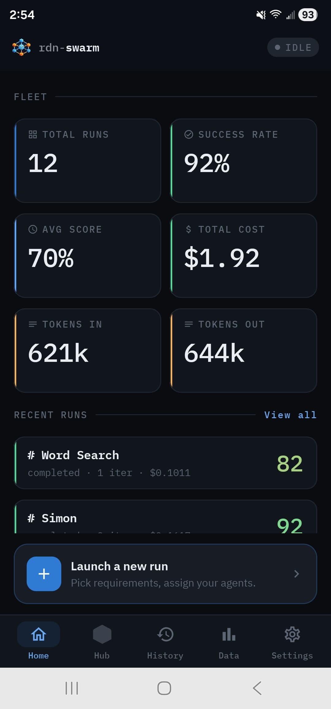 Home dashboard with fleet stats
