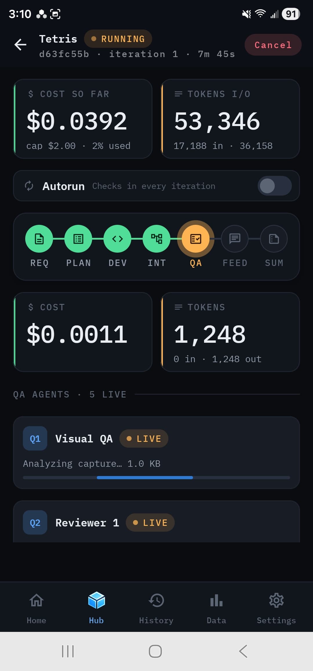 Live run with five QA agents