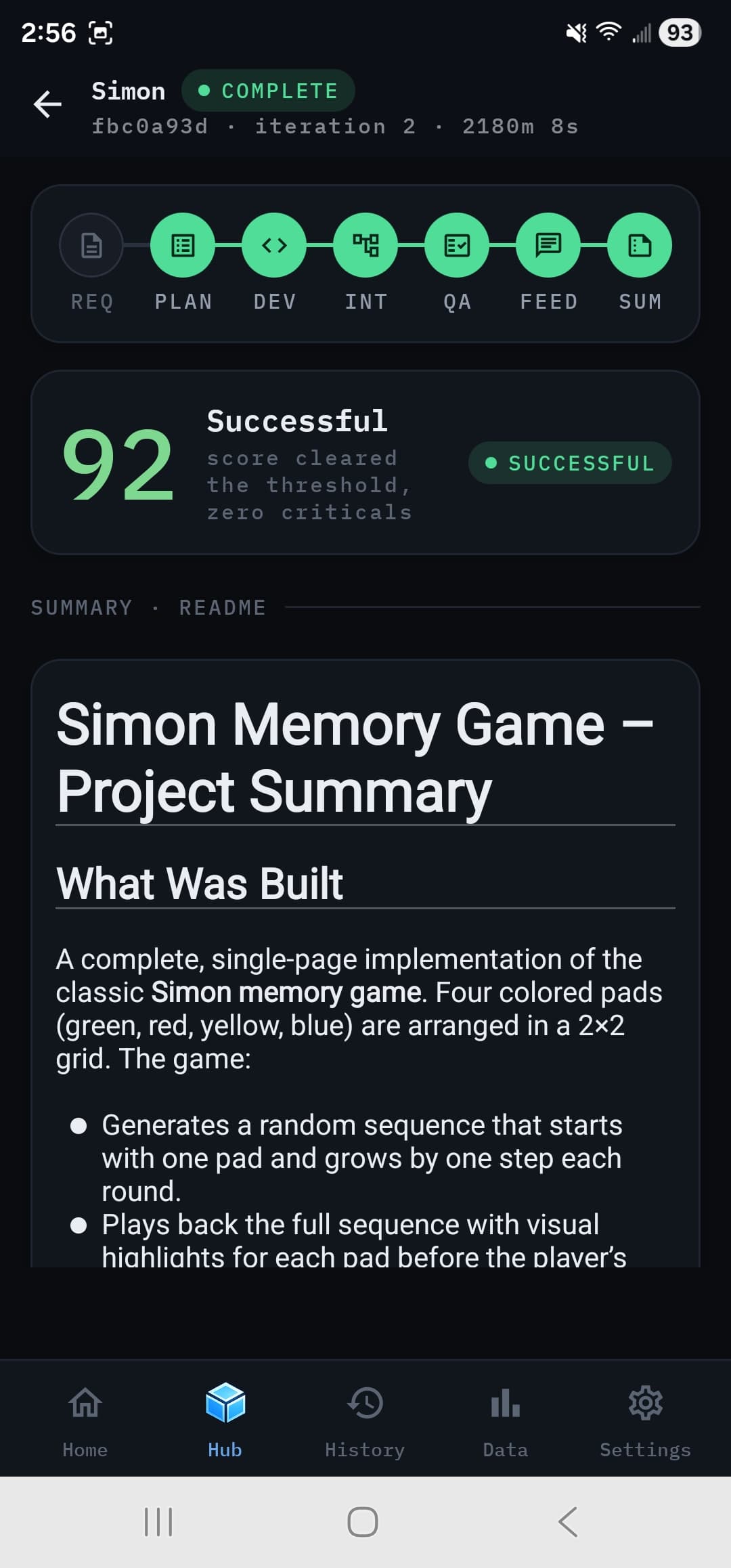 Run summary rendered as markdown