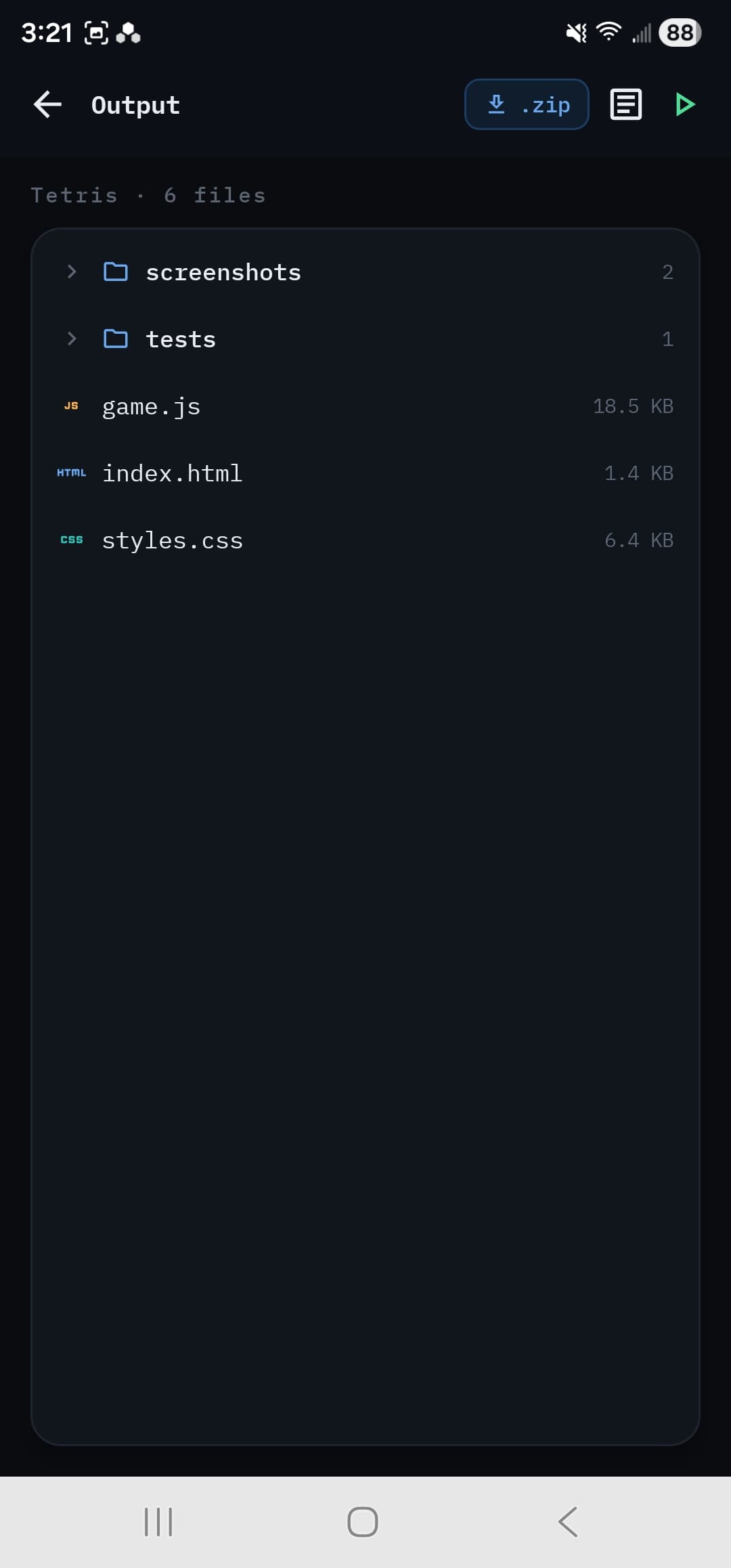 File tree + zip export